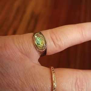 Mexican silver abalone ring